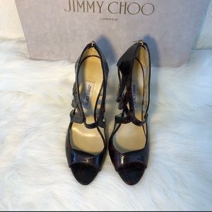 Jimmy Choo Eel Skin ankle zip heel 41